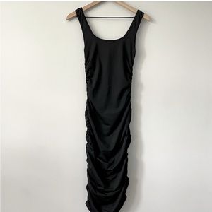 Sbetro black rushed bodycon dress Small